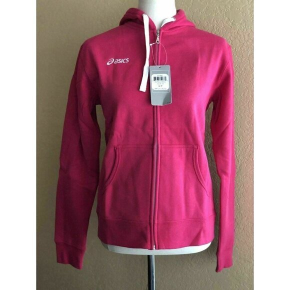 Asics Women's Pink Cotton Blend Zip Hoodie YT1487 Jacket Size XS S - Picture 15 of 16
